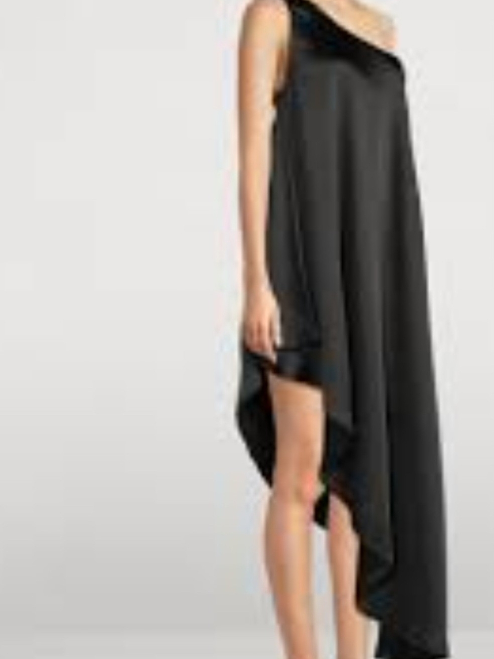NWT Norma Kamali Black One Shoulder Diagonal Tunic Dress Large
